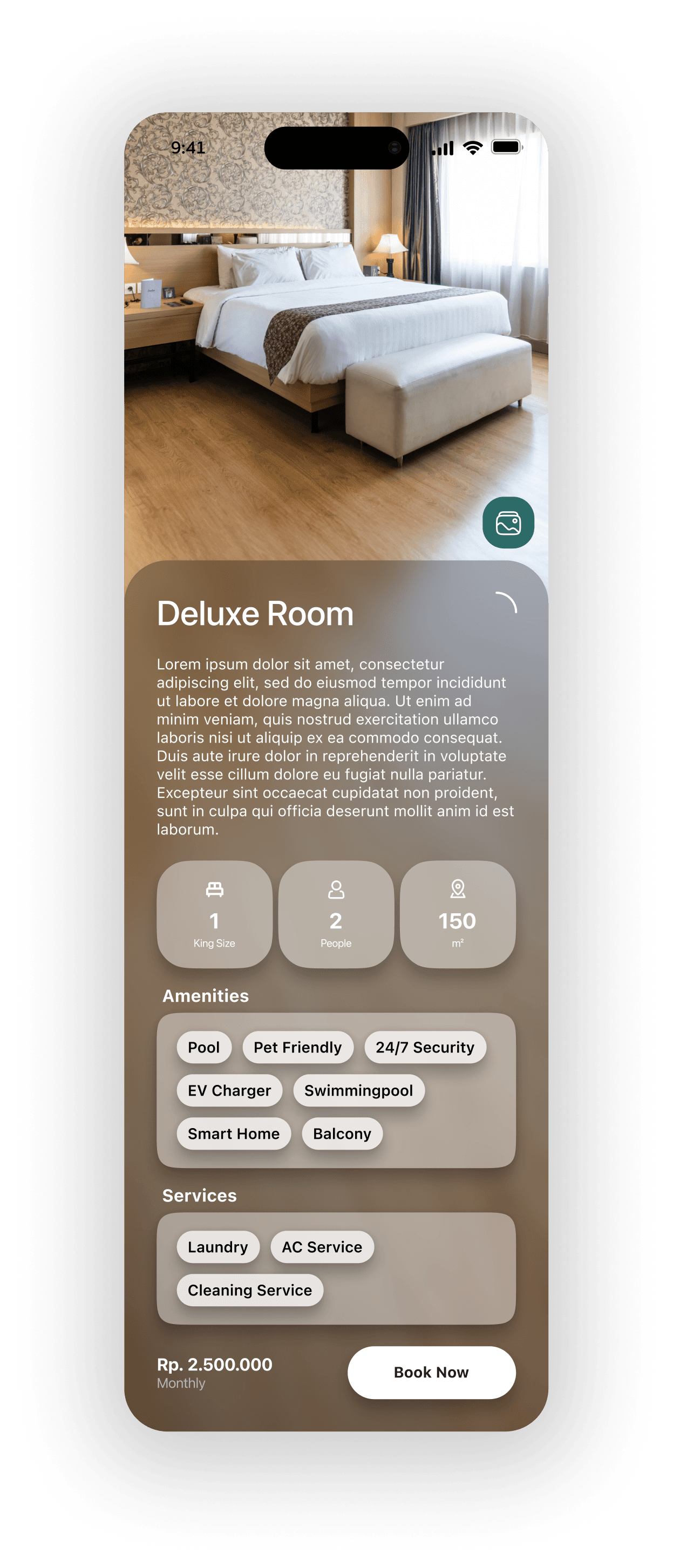 Deluxe room detail screen